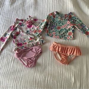 Carter's baby toddler girl long sleeve swimsuit rashguards lot 12M